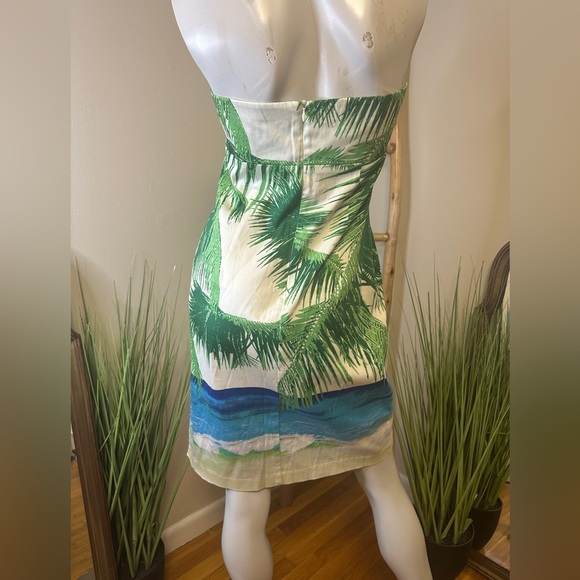 Mica Vintage Strapless Bustier Mini Dress Island Palms 8 - Picture 3 of 7
